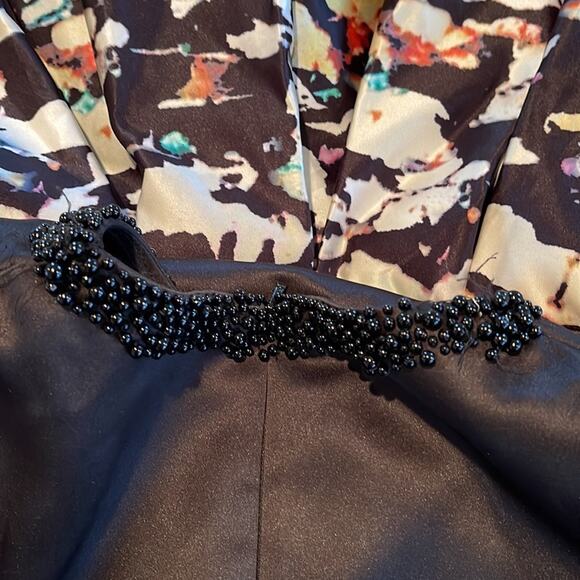 Principessa Bridal Black Printed Hi/Lo Fit & Flare Pleated Dress size 8 - Picture 15 of 15